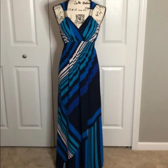 CHICOS Deep V Print Maxi Dress Chicos Size 2 - Picture 4 of 14
